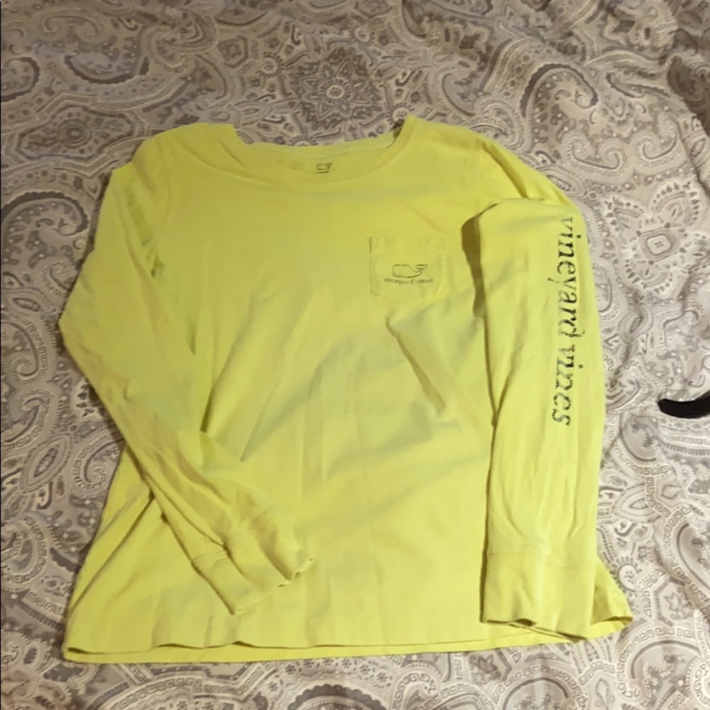 Vineyard vines neon yellow long sleeve Tee